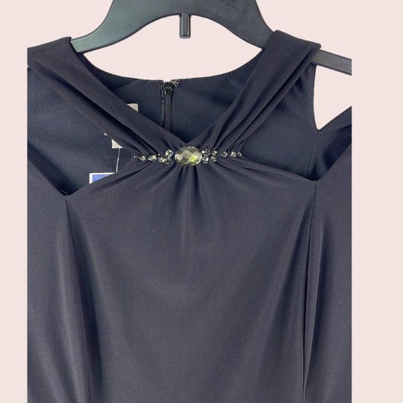 Anne Klein Black Cutout Embellish Dress Size: 14 - Picture 2 of 5